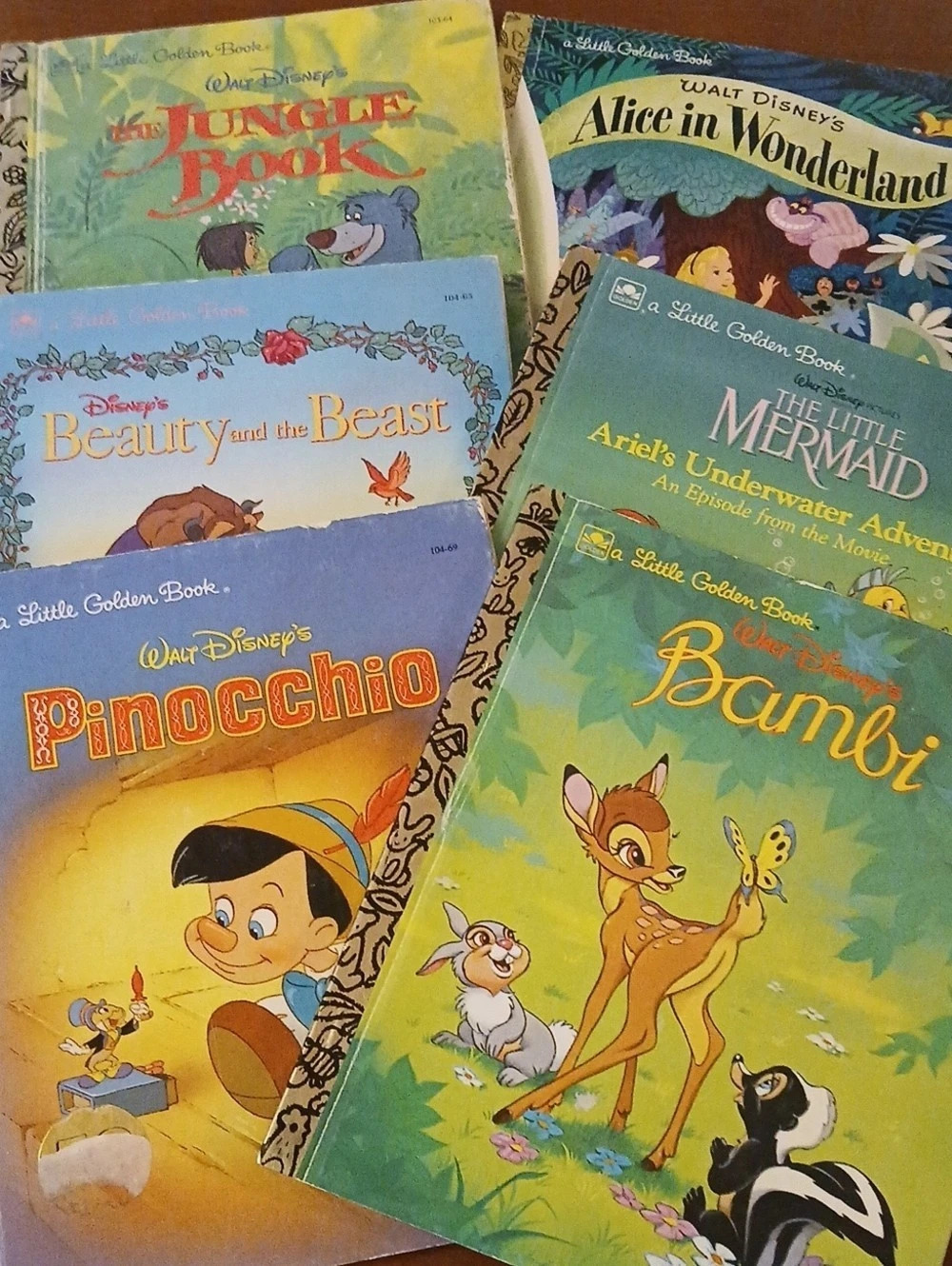 6 Classic Disney Stories Little Golden Books Disney collection Set Bambi Etc.